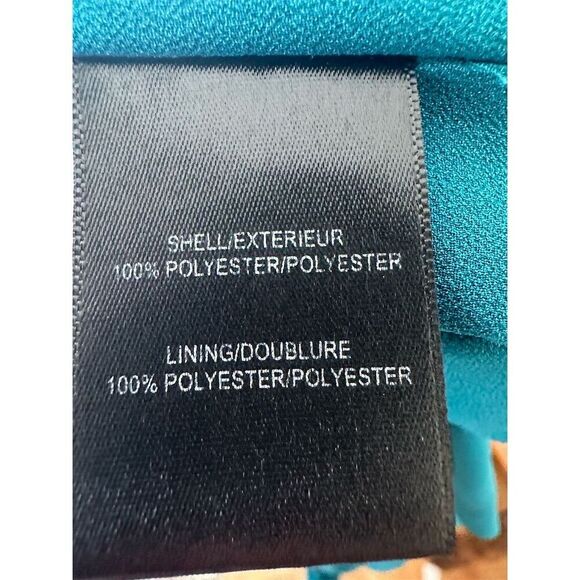 Badgley Mischka Womens Blouse S One Shoulder Asymmetrical Turquoise 1075 - Picture 7 of 10